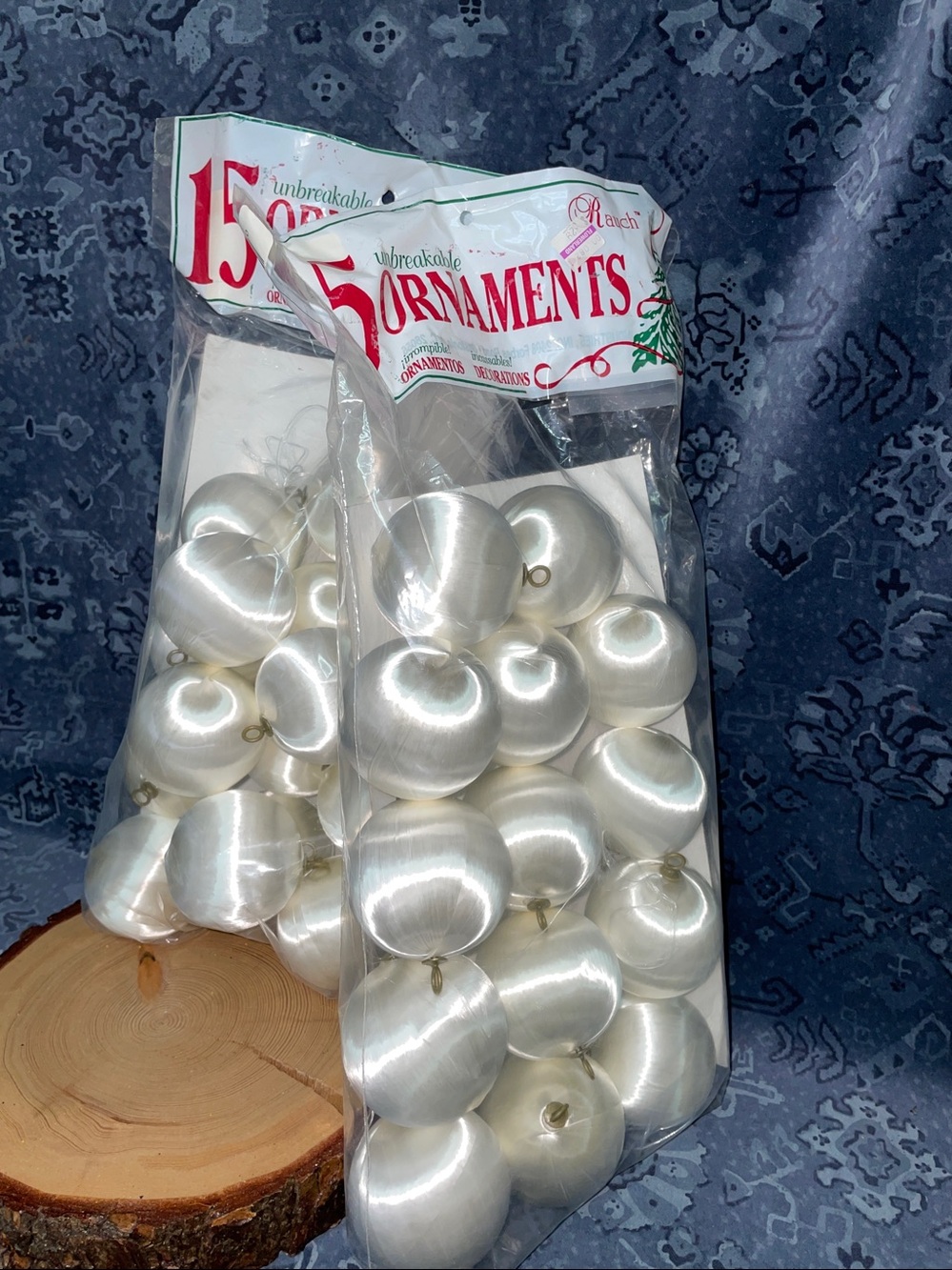 30 Vintage Rauch  Silk Satin Ball Christmas Ornaments 2 packs NOS New Old Stock